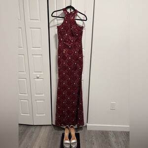 Chic One Shoulder Burgundy Dress